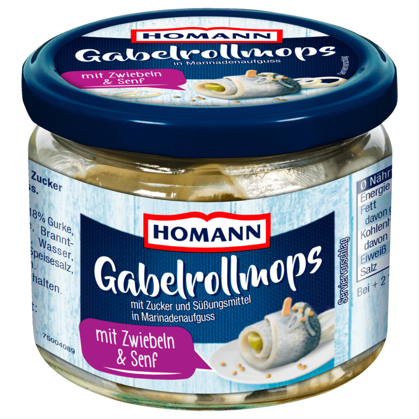 Homann Gabelrollmops mit Zwiebeln & Senf 130g